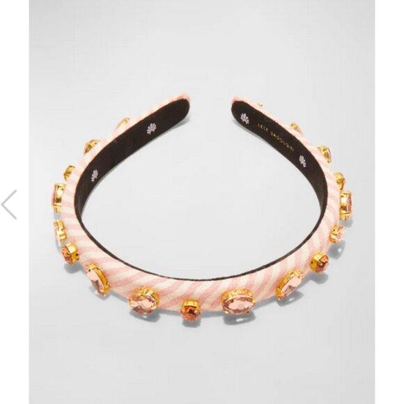 Lele Sadoughi Gigi Embellished Seersucker Headband Ballet Pink NWT main image 4